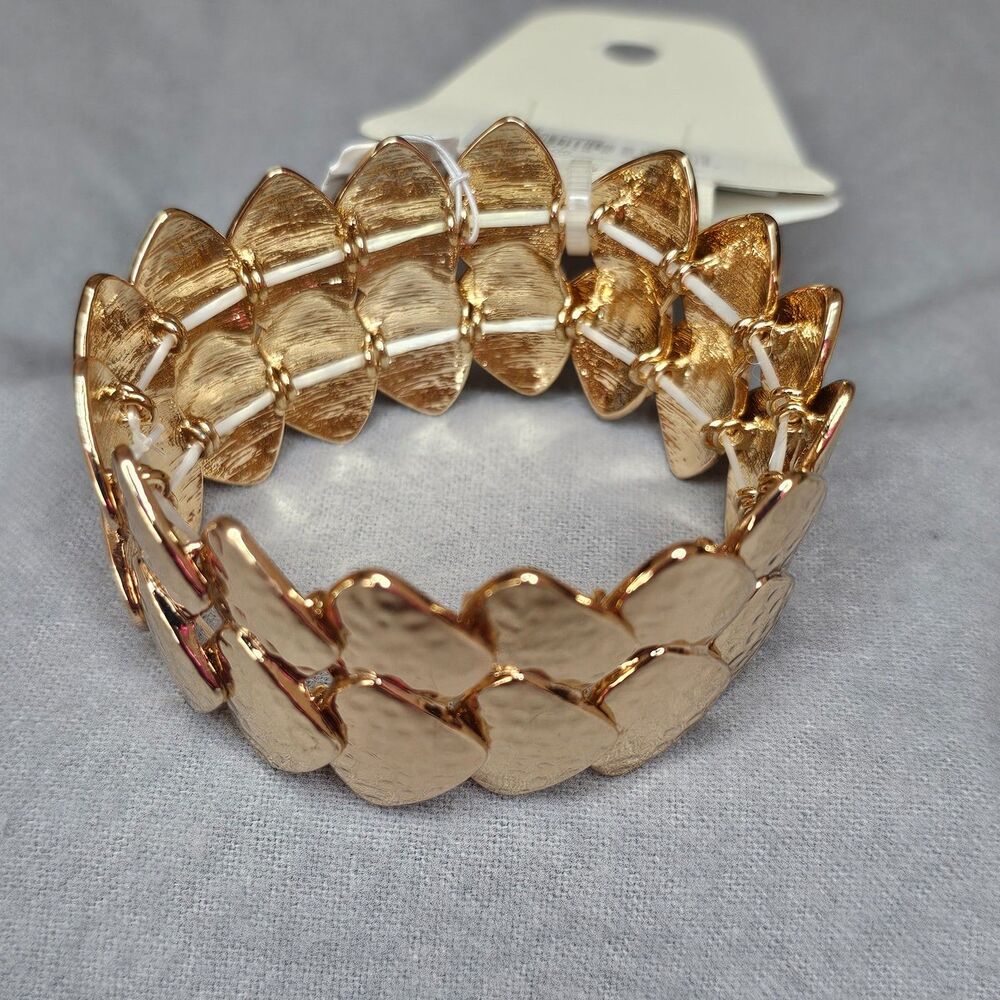 NWT New Directions Gold Intricate Bracelet Stretchy Bracelet